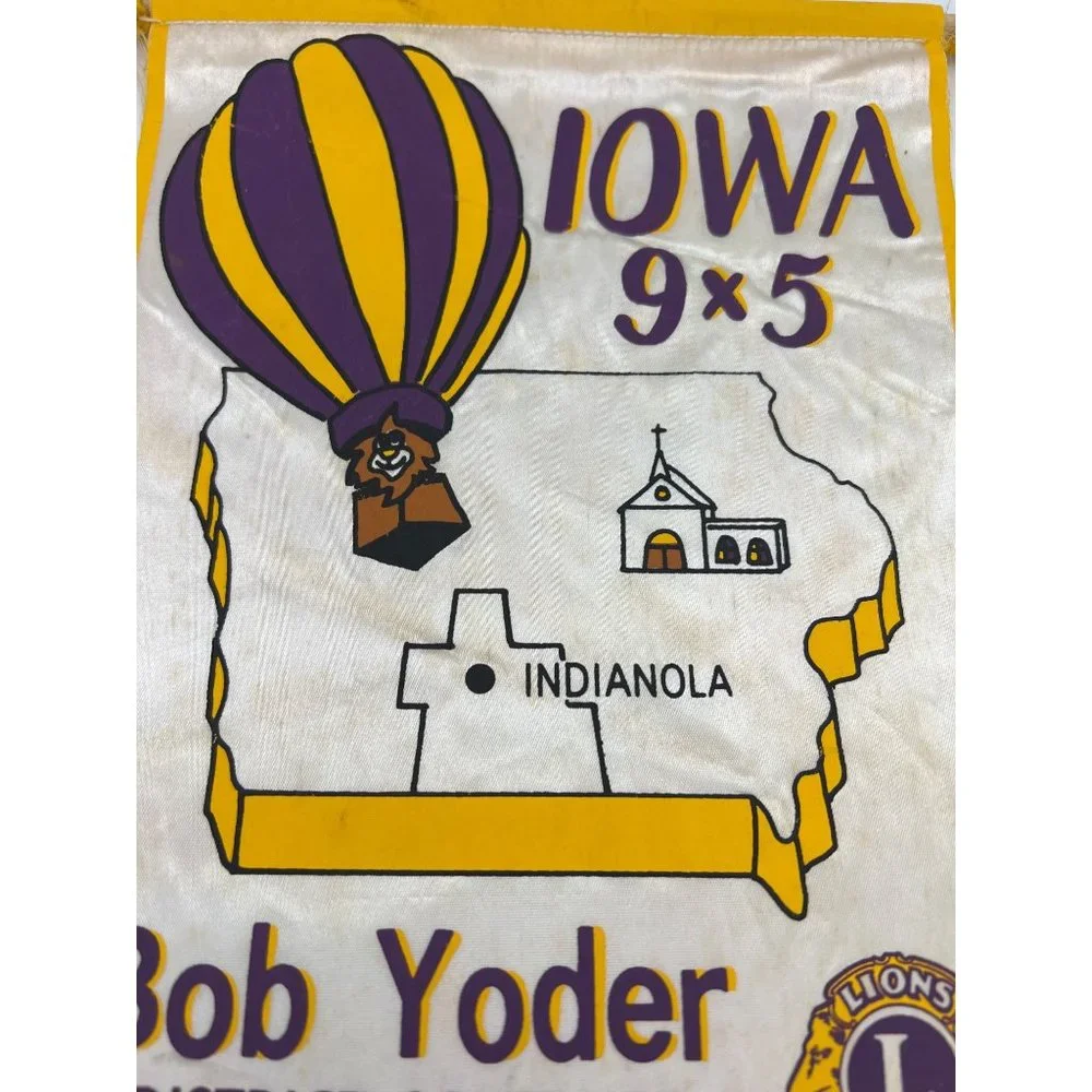 1985 / 1986 Lions Club International Banner Iowa Indianola Bob Yoder